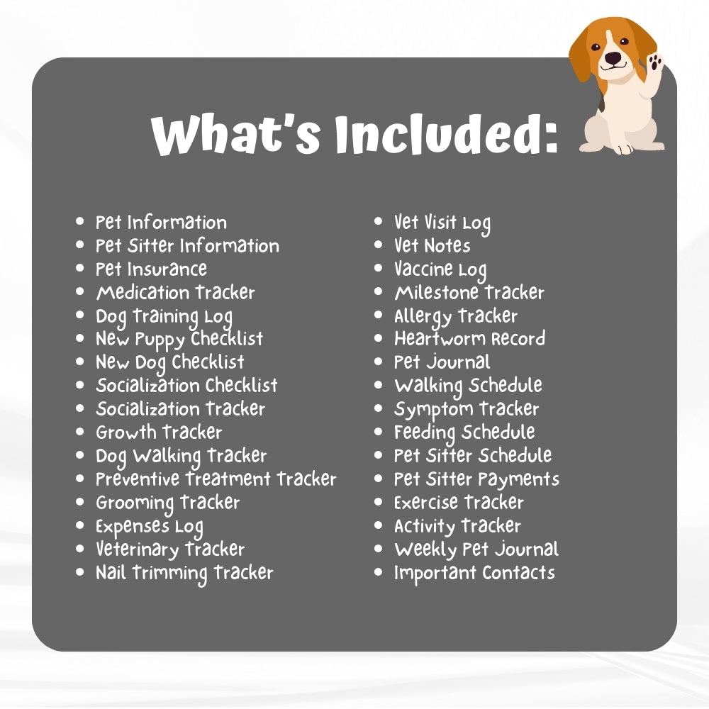 PLR Black & White Dog Care Planner