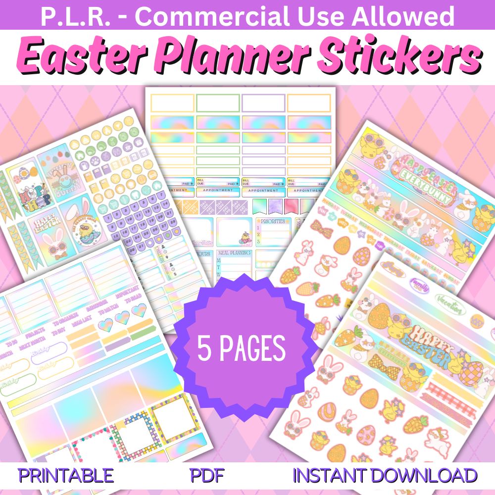 PLR Easter Planner Stickers