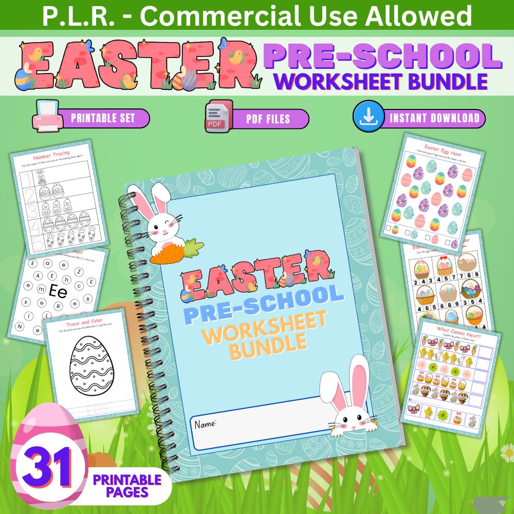 PLR Easter Preschool Worksheet Bundle