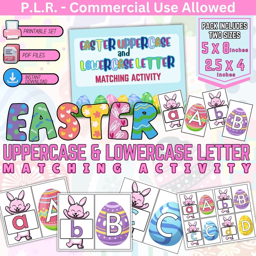PLR Easter Uppercase and Lowercase Letter Matching Activity