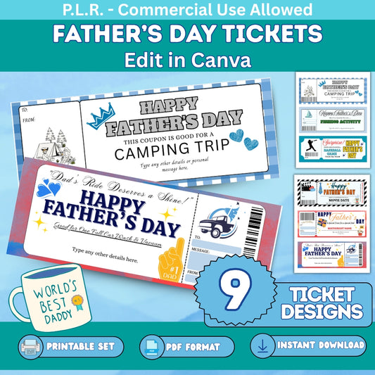 PLR Editable Father's Day Tickets