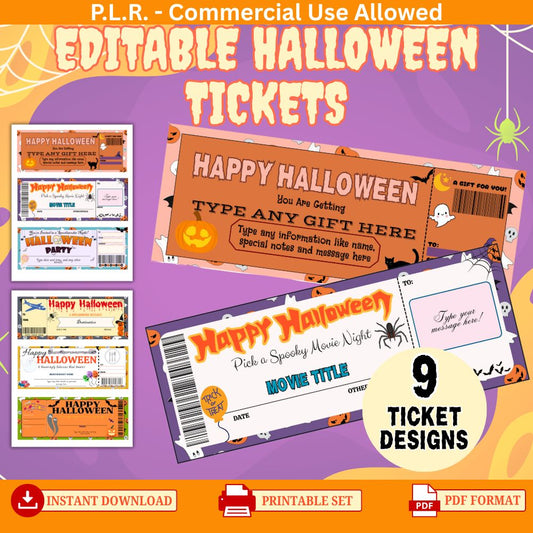 PLR Editable Halloween Tickets