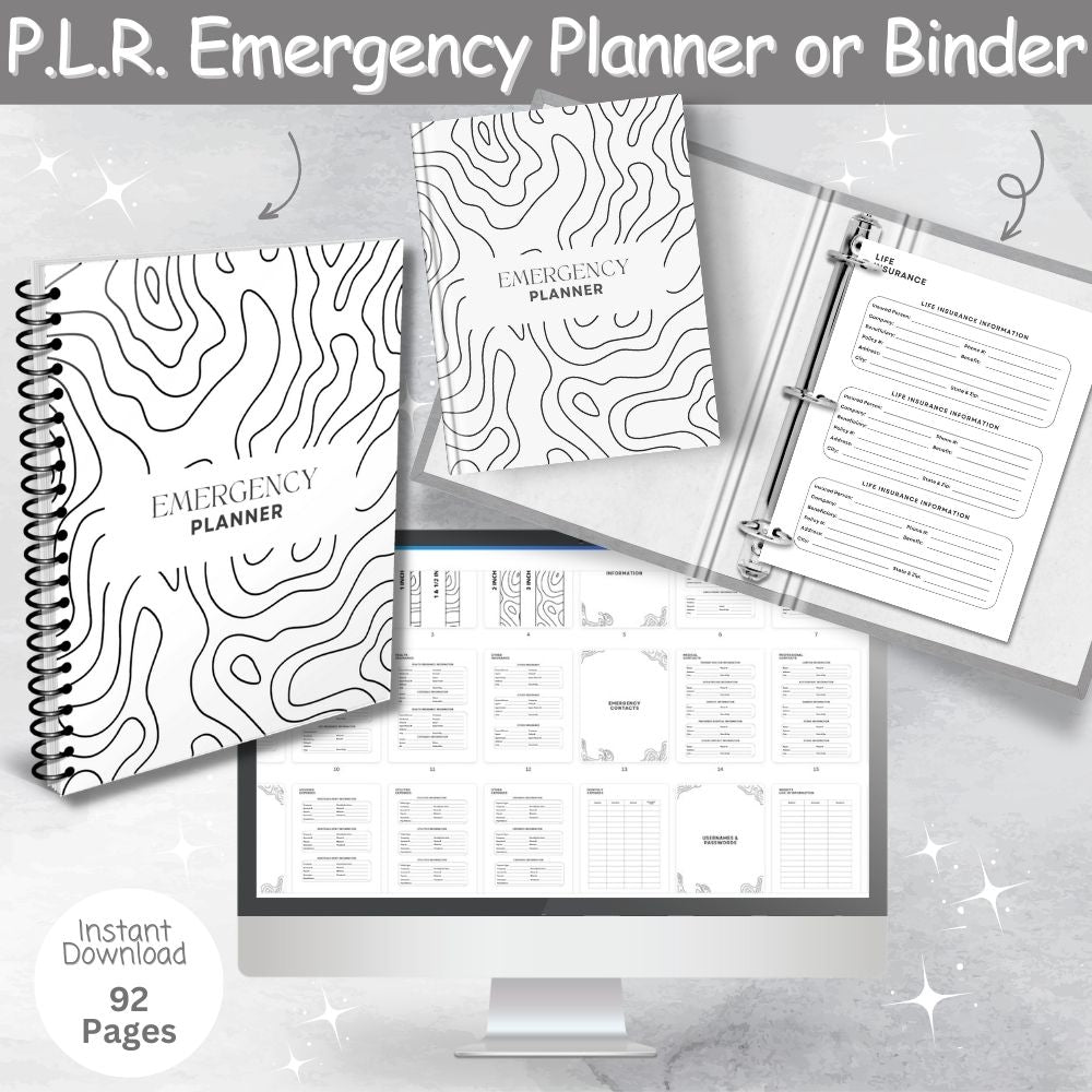 PLR Black & White Emergency Planner