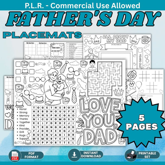 PLR Printable Fathers Day Placemats