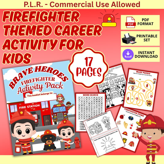 PLR Kids Firefighter Themed Activity Pack