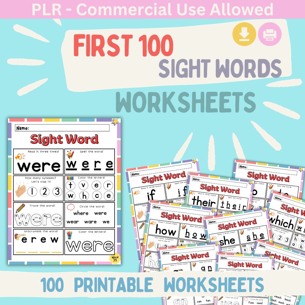plr-first-100-sight-words-worksheets-plr-printables-store for Free Printable First 100 Sight Words PLR First 100 Sight Words Worksheets – plr-printables-store for Free Printable First 100 Sight Words
