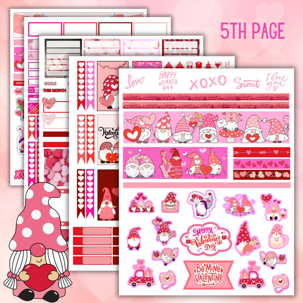 PLR Gnome Valentine Planner Stickers