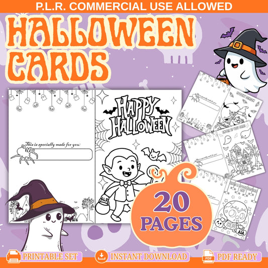 PLR Halloween Cards to be Colored