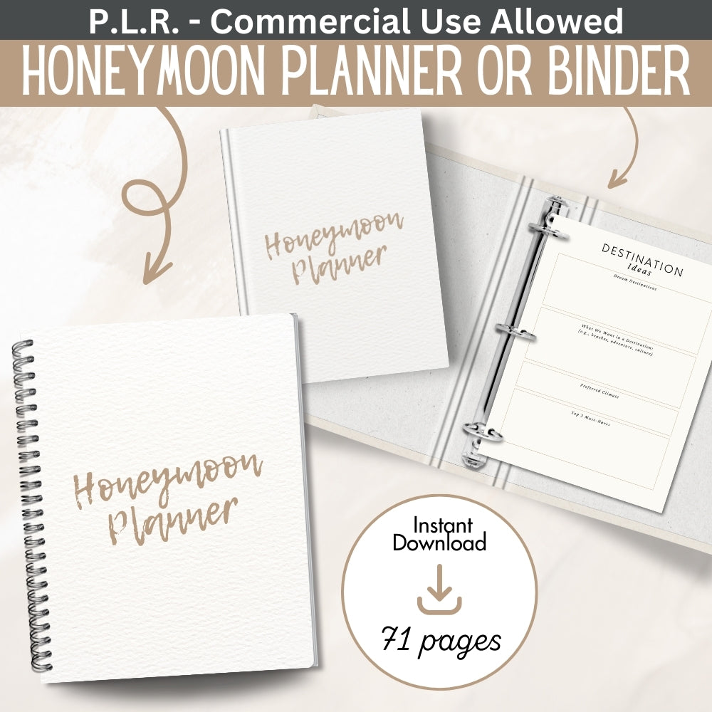 PLR Honeymoon Planner or Binder Printable