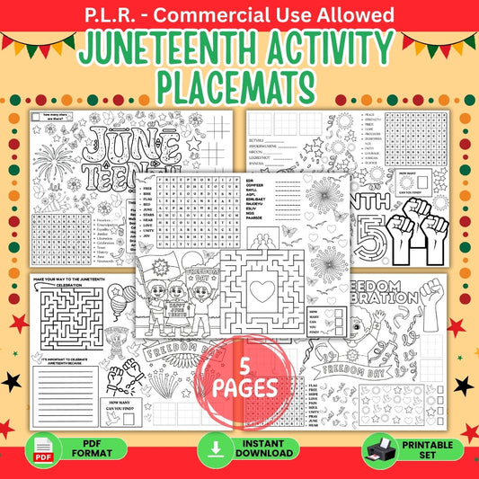 PLR Printable Juneteenth Activity Placemats
