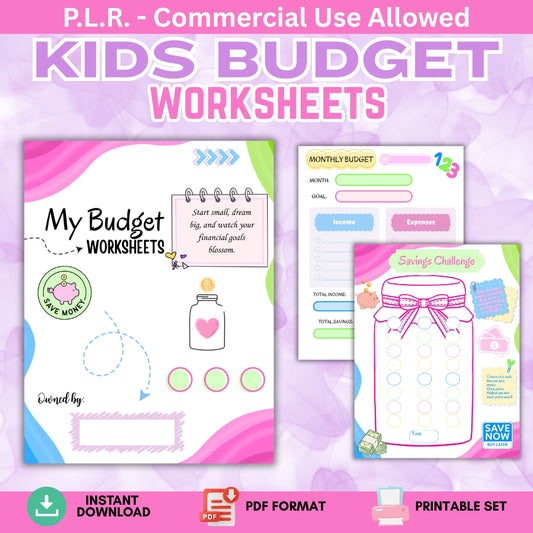 PLR Kids Budget Worksheets