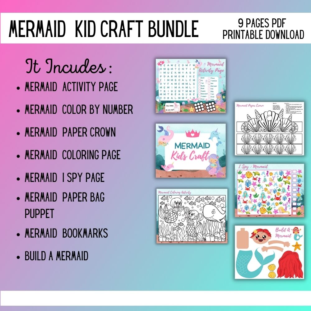 PLR Mermaid Kids Craft Bundle