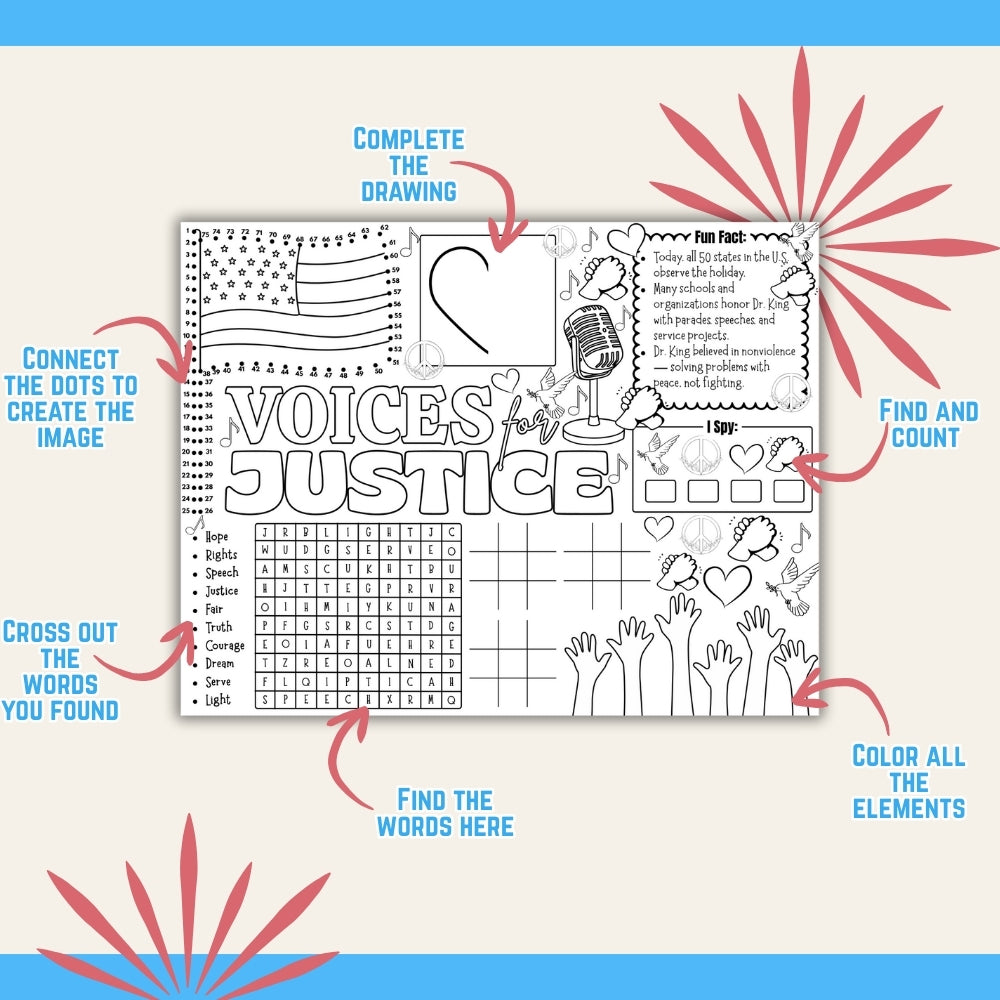 PLR Martin Luther King Day Activity Placemats