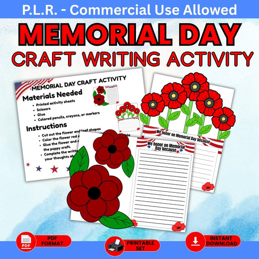 PLR Printable Memorial Day Craft Writing Activity