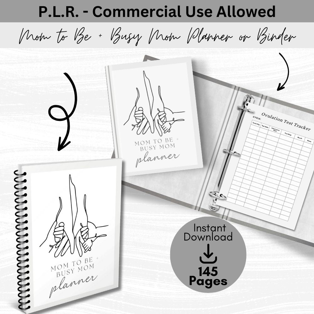 PLR Black and White Mom to Be + Busy Mom Planner