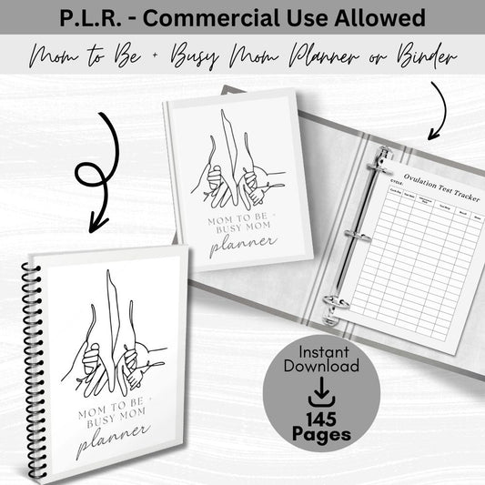 PLR Black and White Mom to Be + Busy Mom Planner