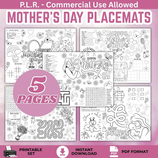 PLR Printable Mother's Day Activity Placemats