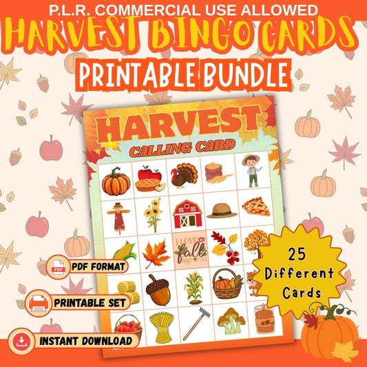 PLR Harvest Bingo Cards