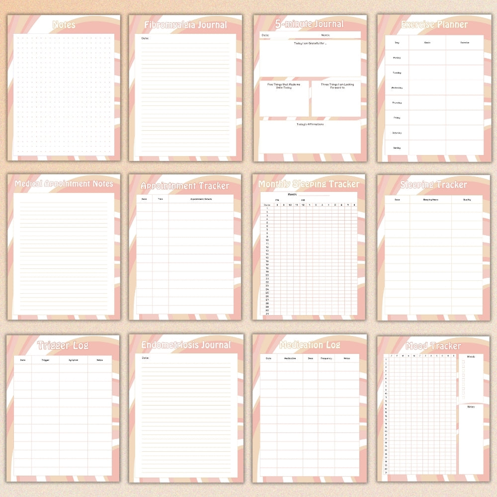 PLR Striped Pain Management Tracker Journal