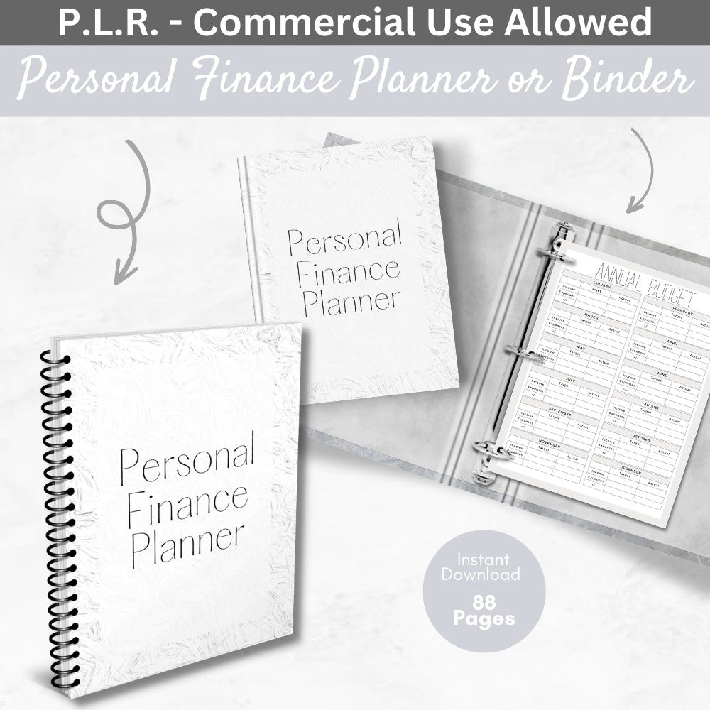 PLR Black & White Personal Finance Planner
