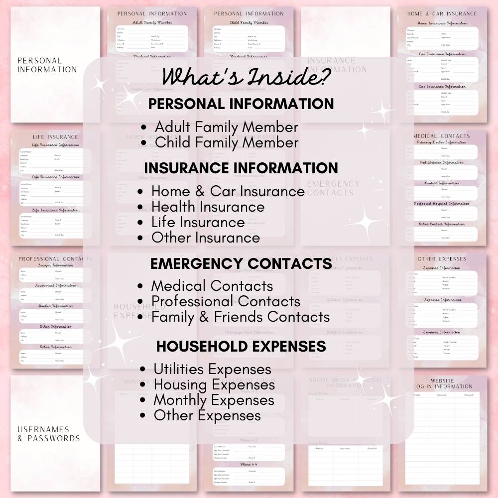 PLR Pink Emergency Planner