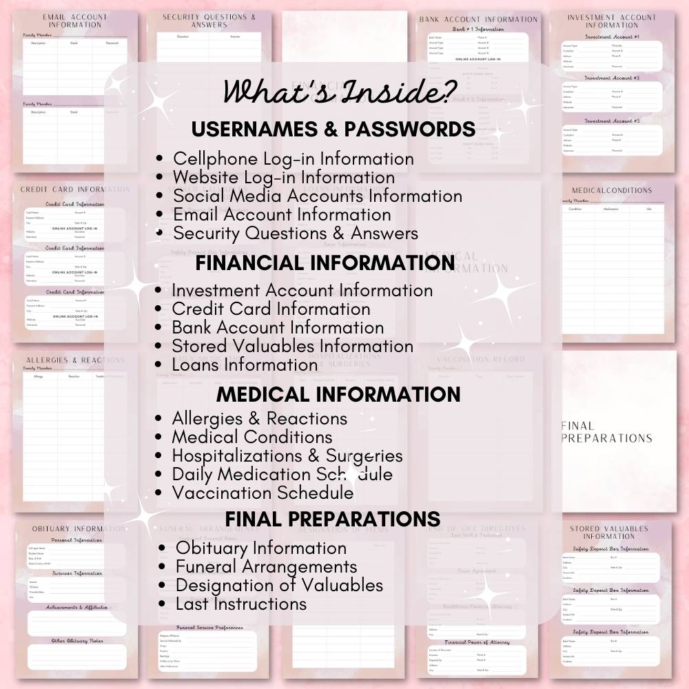 PLR Pink Emergency Planner