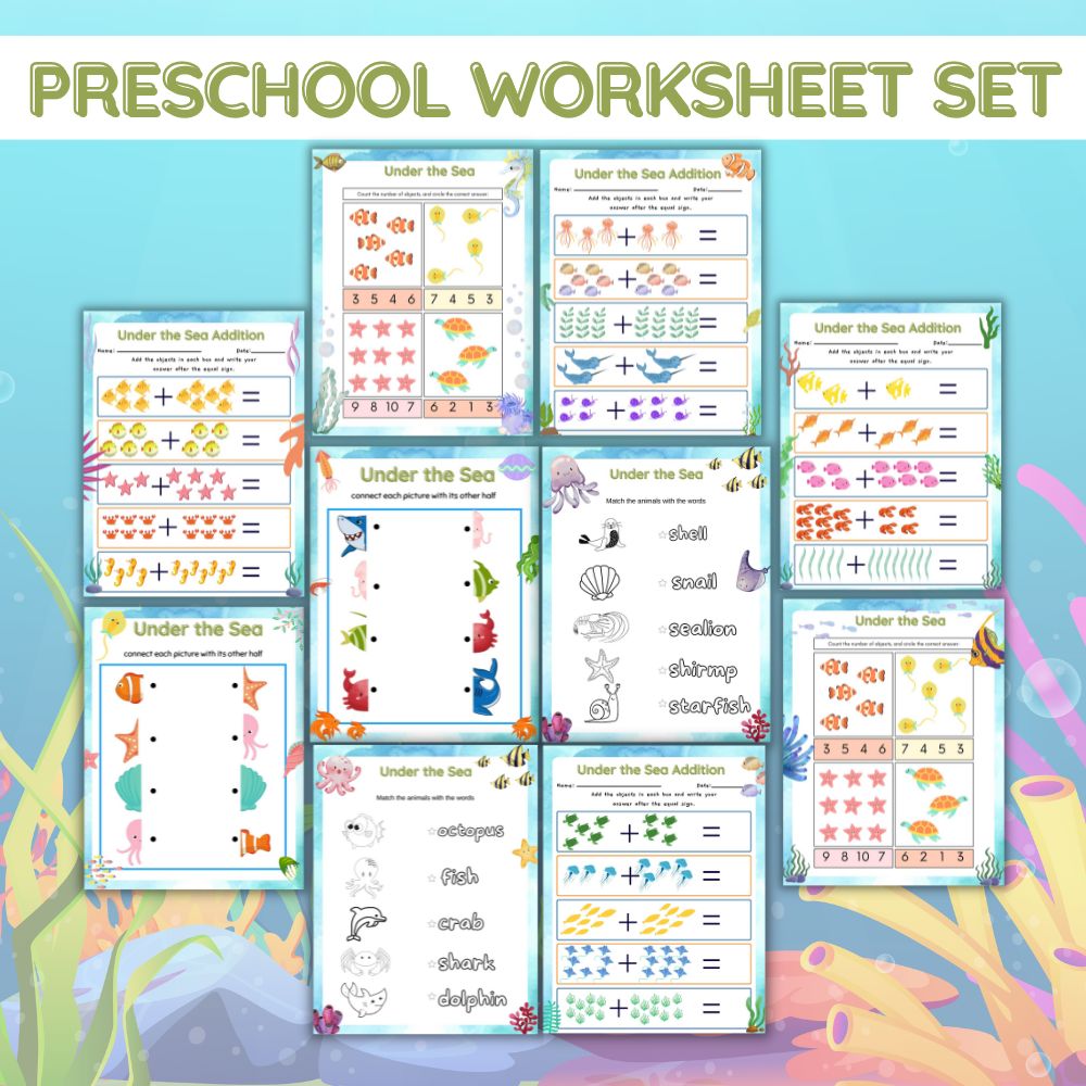 PLR Preschool Worksheets - Under the Sea