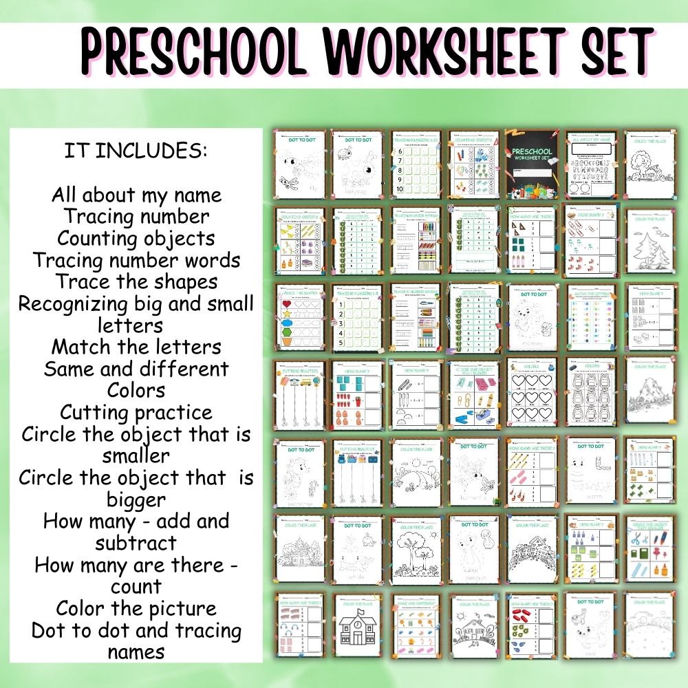 PLR Preschool Worksheets Set