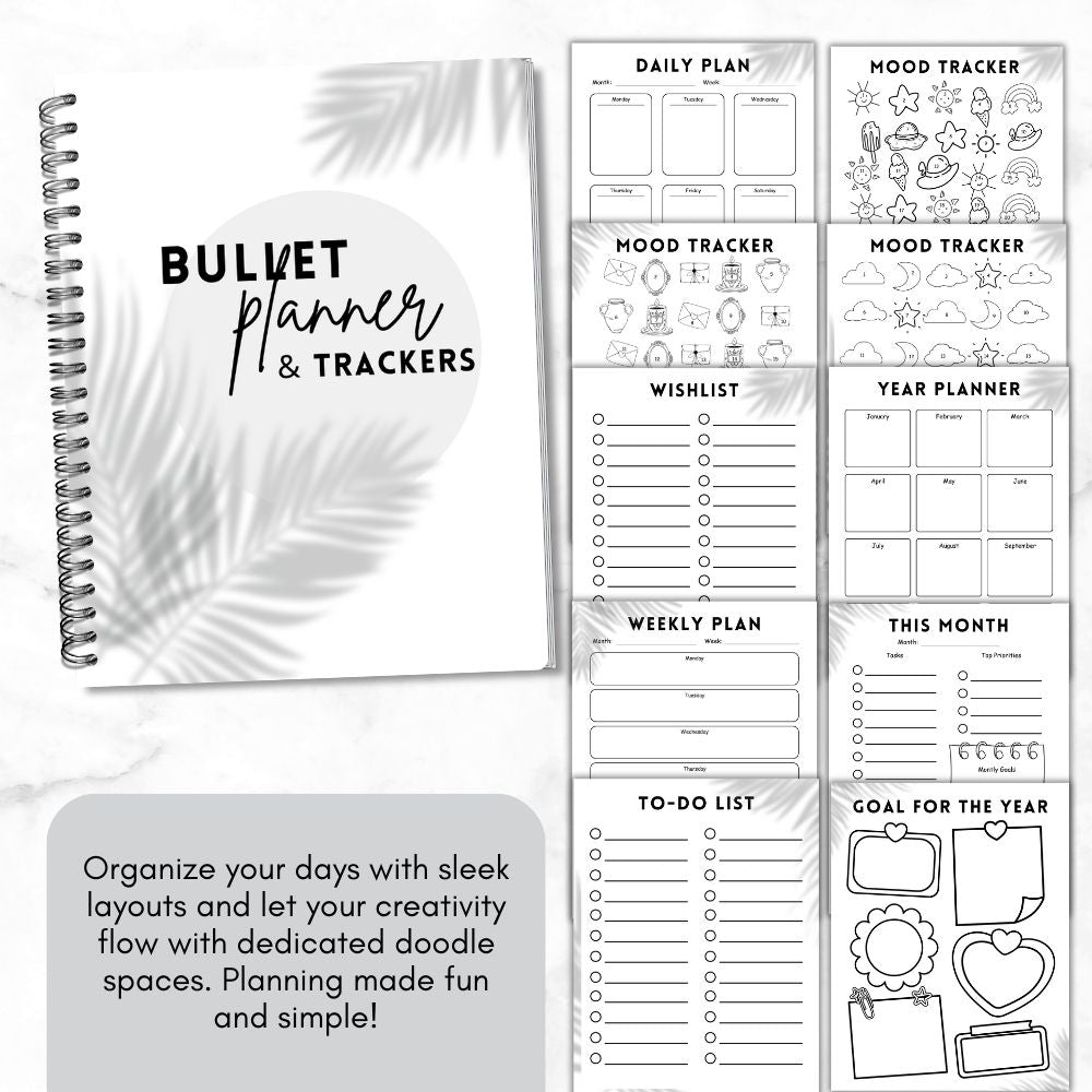 PLR Black and White Bullet Planner & Trackers