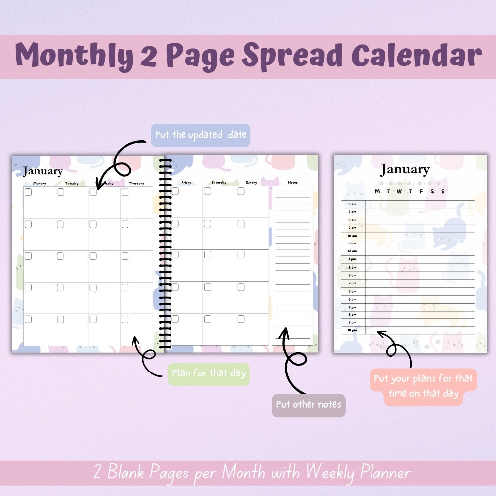 PLR Pastel Cat Care Planner