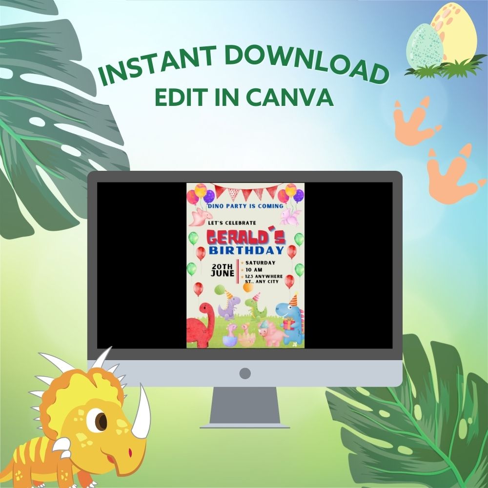 PLR Dinosaur Birthday Invitation