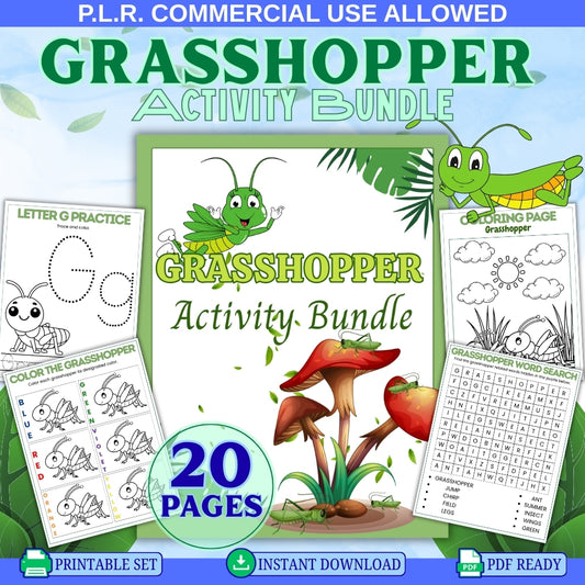 PLR Printable Grasshopper Activity Bundle