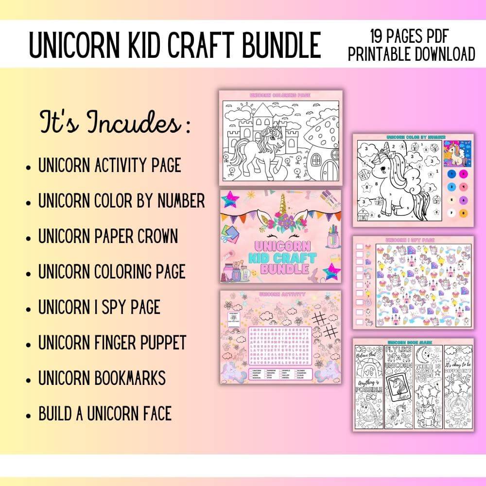 PLR Unicorn Kids Craft Bundle