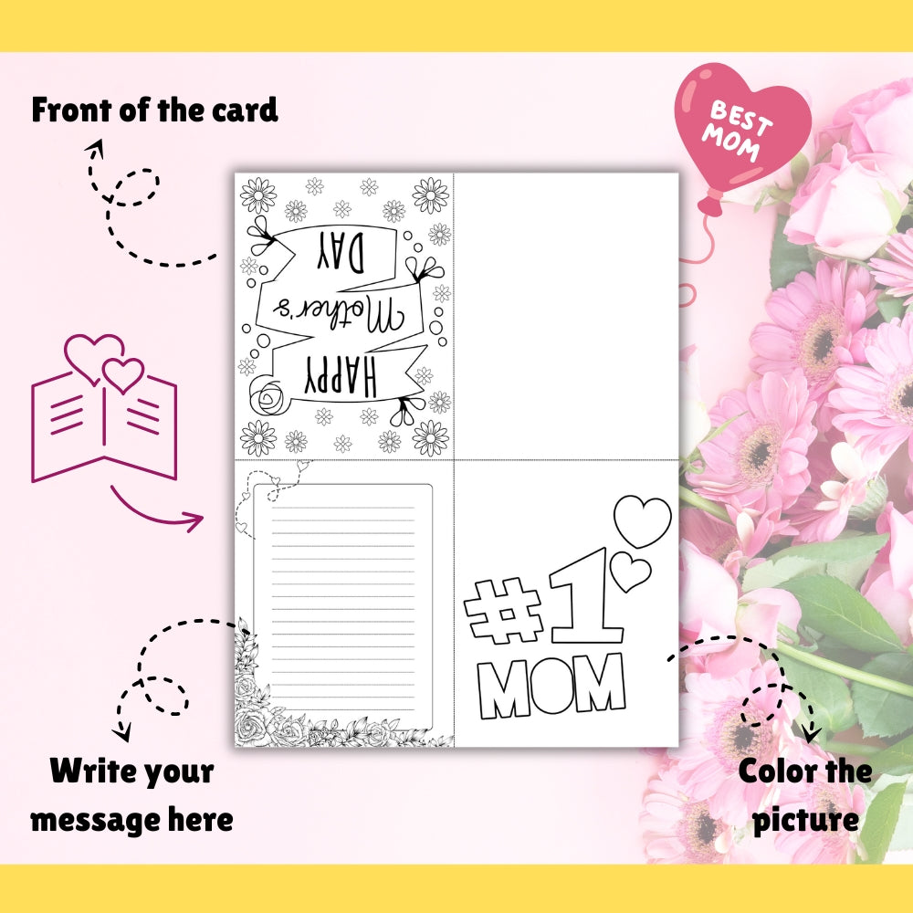 PLR Printable Mother's Day Cards to Color and Fold