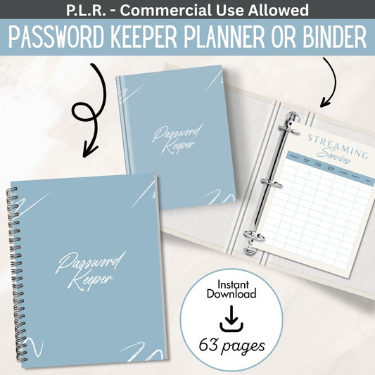 PLR Printable Password Keeper Planner
