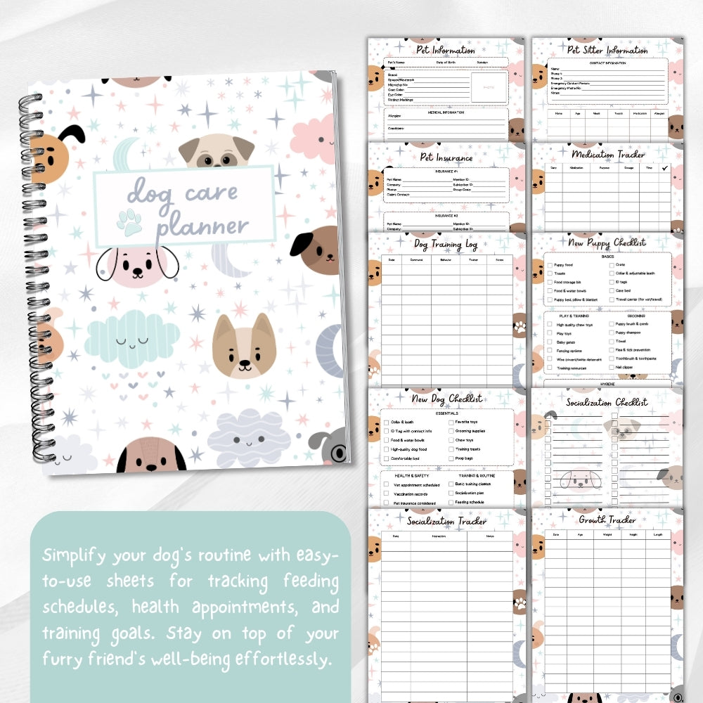 PLR Pastel Dog Care Planner