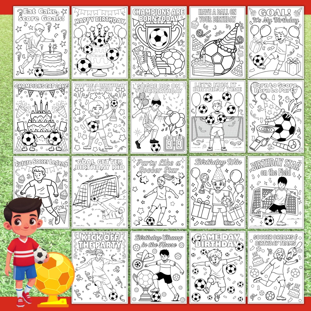 PLR Printable Soccer Birthday Coloring Pages