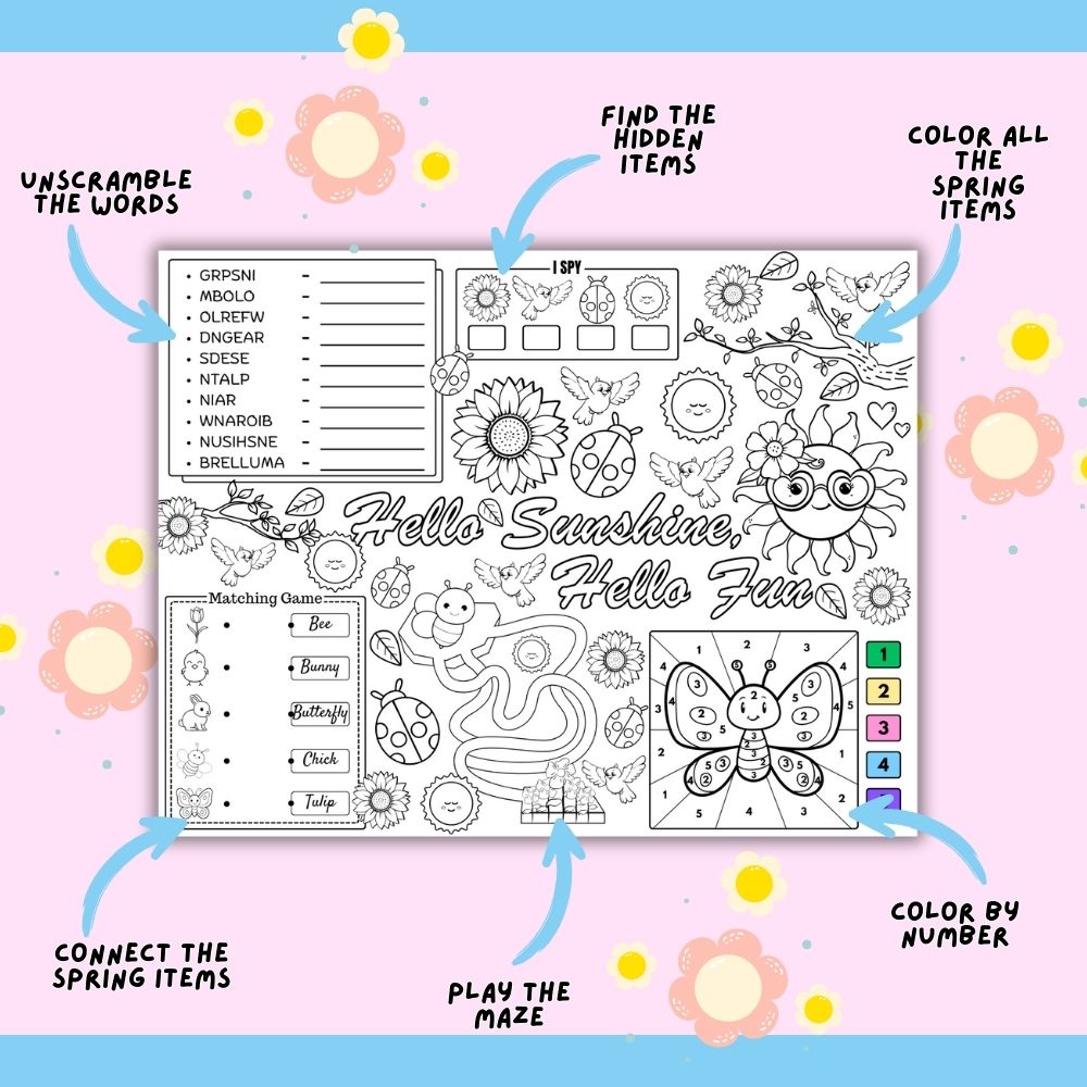PLR Spring Activity Placemats