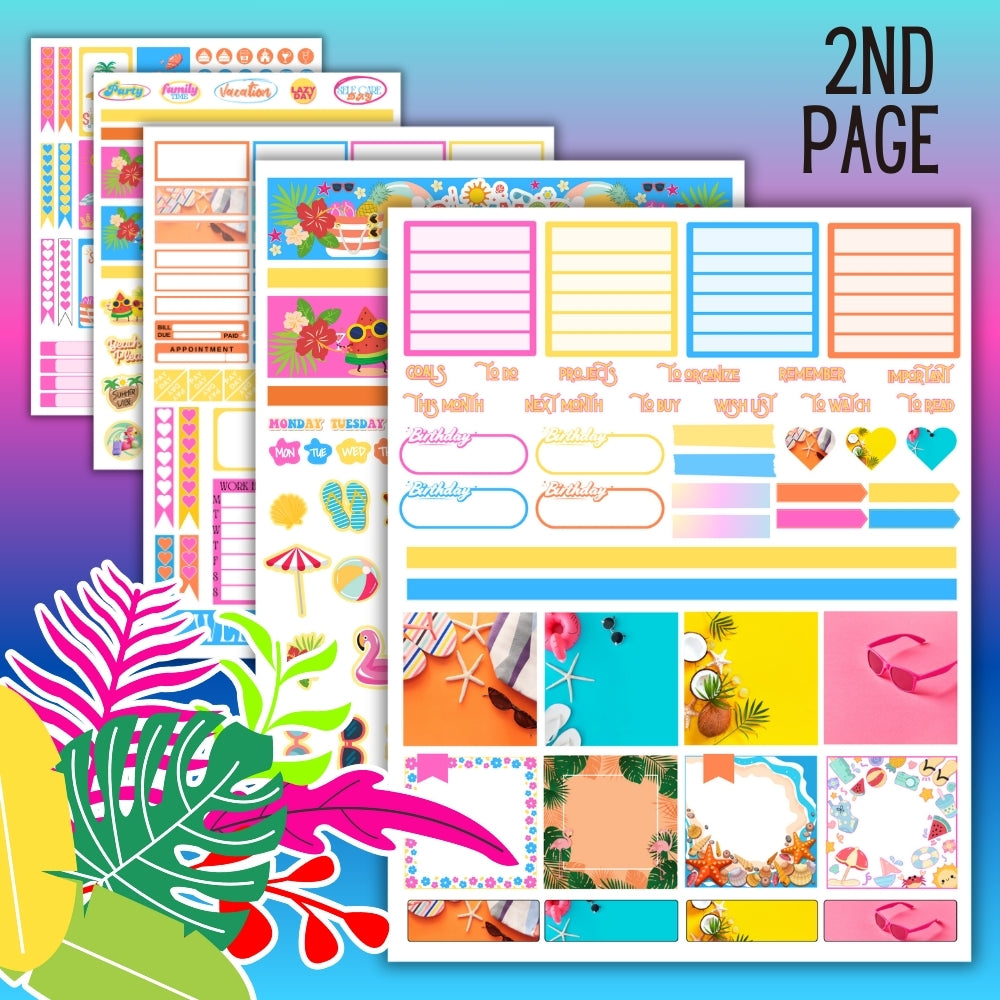 PLR Summer Planner Sticker Set