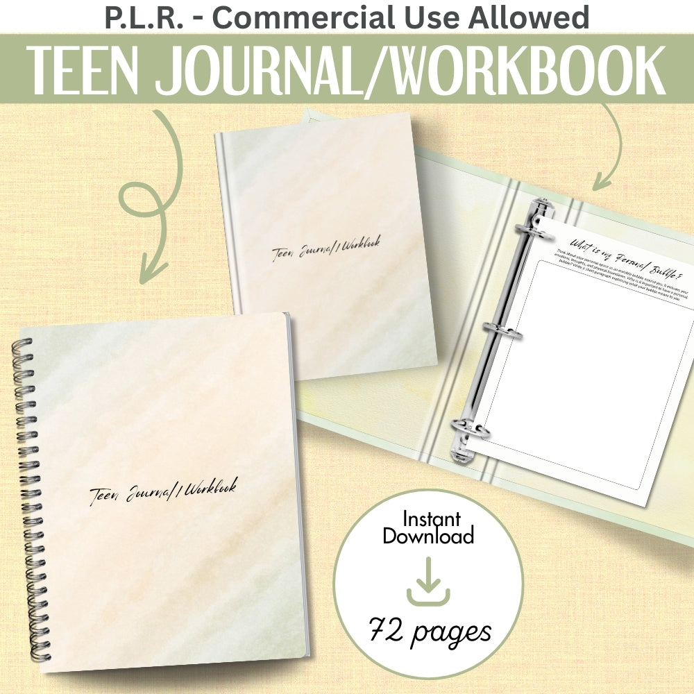 PLR Printable Teen Journal Workbook