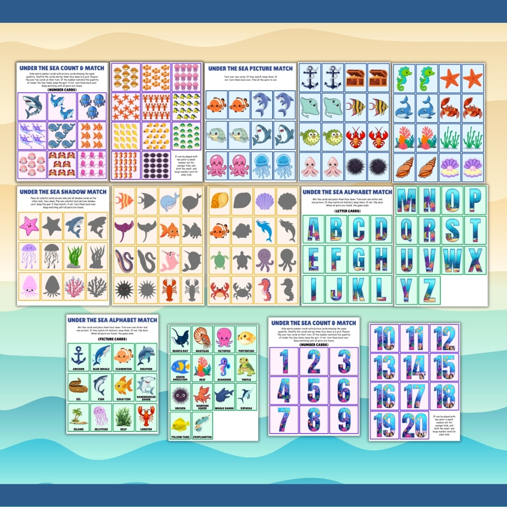 PLR Printable Under the Sea Memory Games
