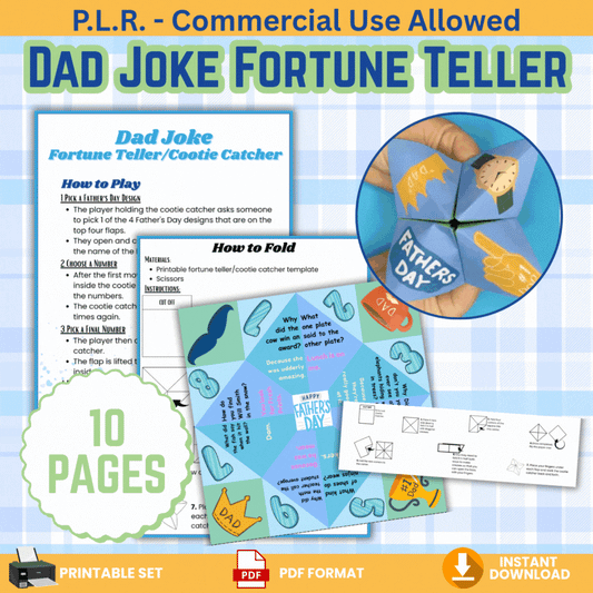 PLR Dad Joke Cootie Catcher Fortune Teller Printable