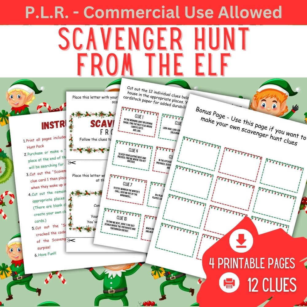 PLR Scavenger Hunt from the Elf – plr-printables-store plr-scavenger-hunt-from-the-elf-plr-printables-store