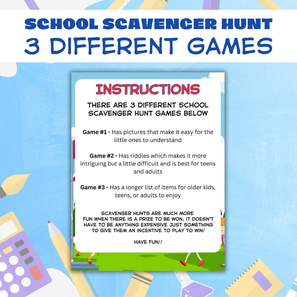 PLR Printable School Scavenger Hunt