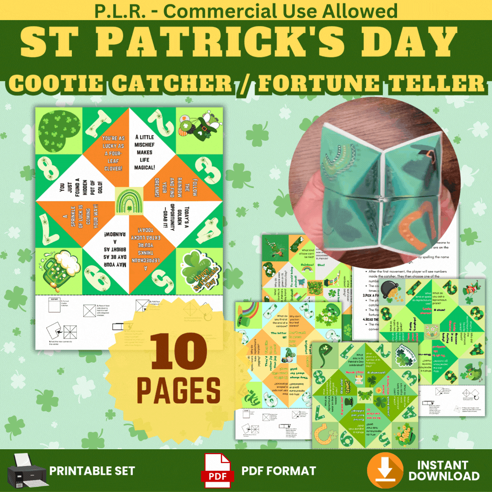 PLR St. Patrick's Day Cootie Catcher Fortune Teller Printable