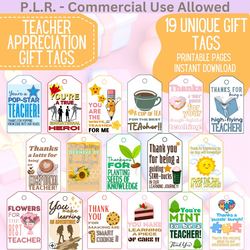 PLR Teacher Appreciation Gift Tags