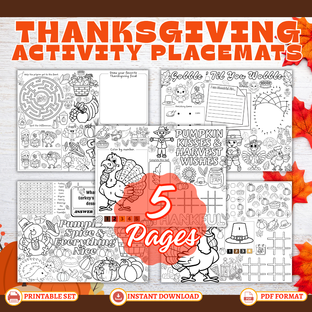 PLR Thanksgiving Activity Placemats