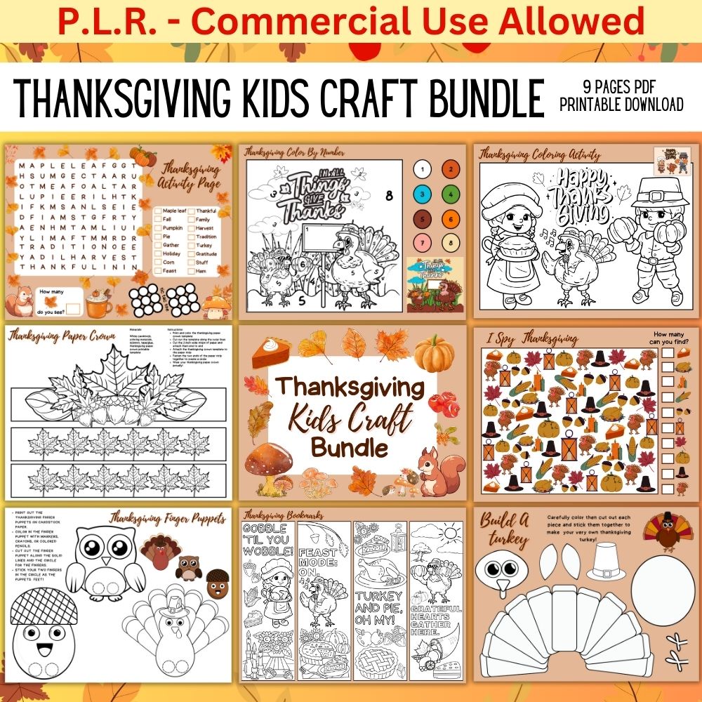 PLR Thanksgiving Kid Craft Bundle