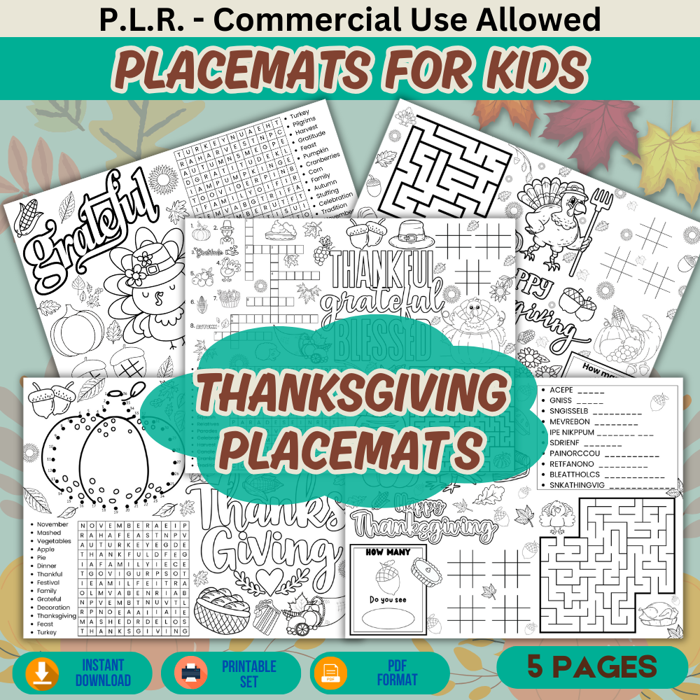 PLR Thanksgiving Placemats