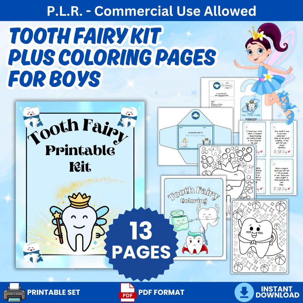 PLR Printable Tooth Fairy Kit for Boys